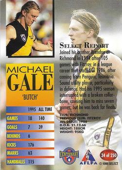 1996 Select AFL #34 Michael Gale Back